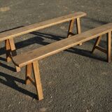 Pair of oak farmhouse benches 150 cm