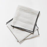 White linen tablecloth and towels