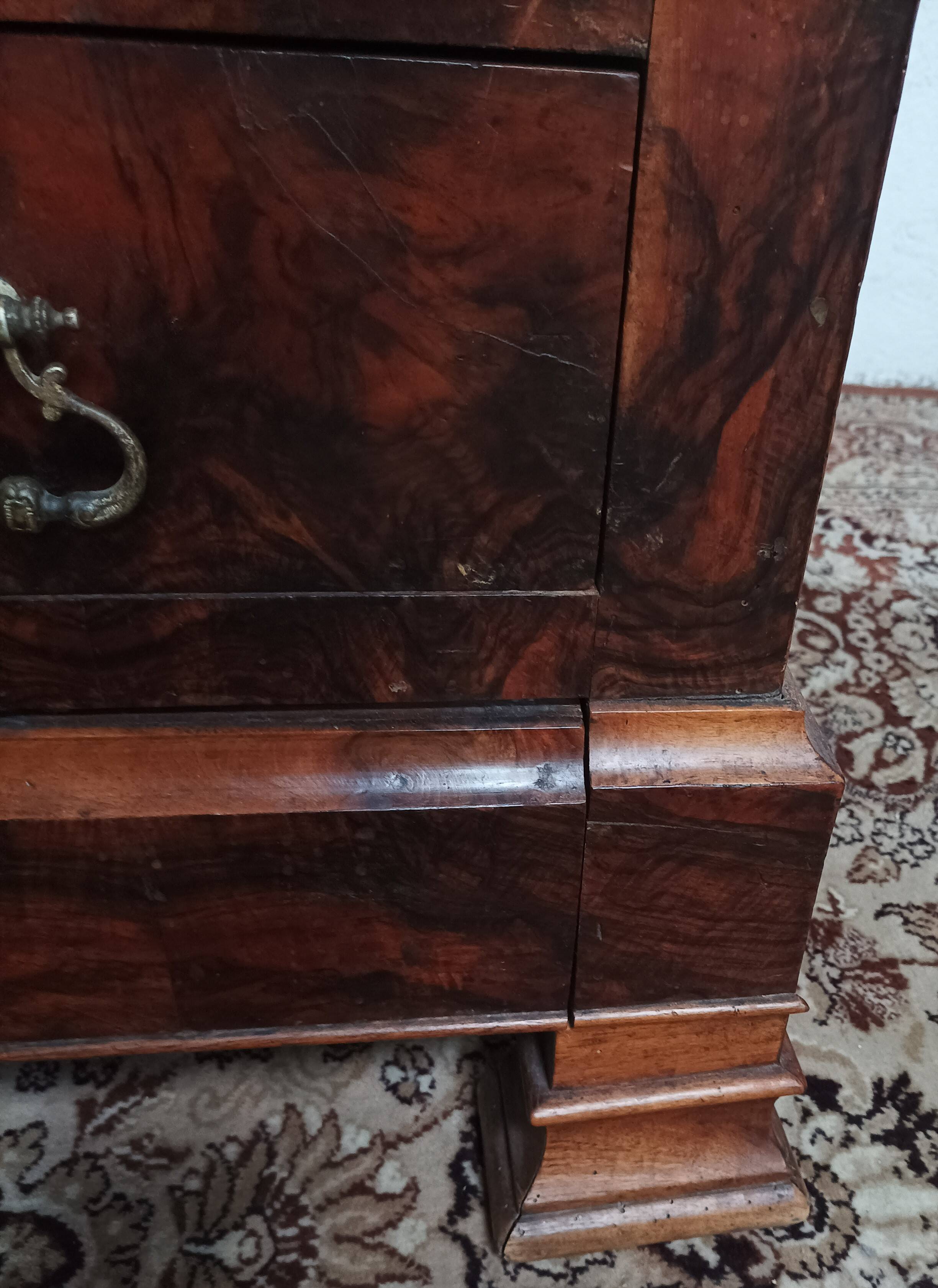 Louis Philippe secretary in oak and burr walnut