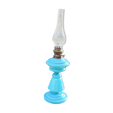Blue opaline oil lamp