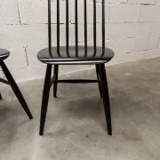 Pair of Scandinavian chairs Fanett by Ilmari Tapiovaara black teak 1960