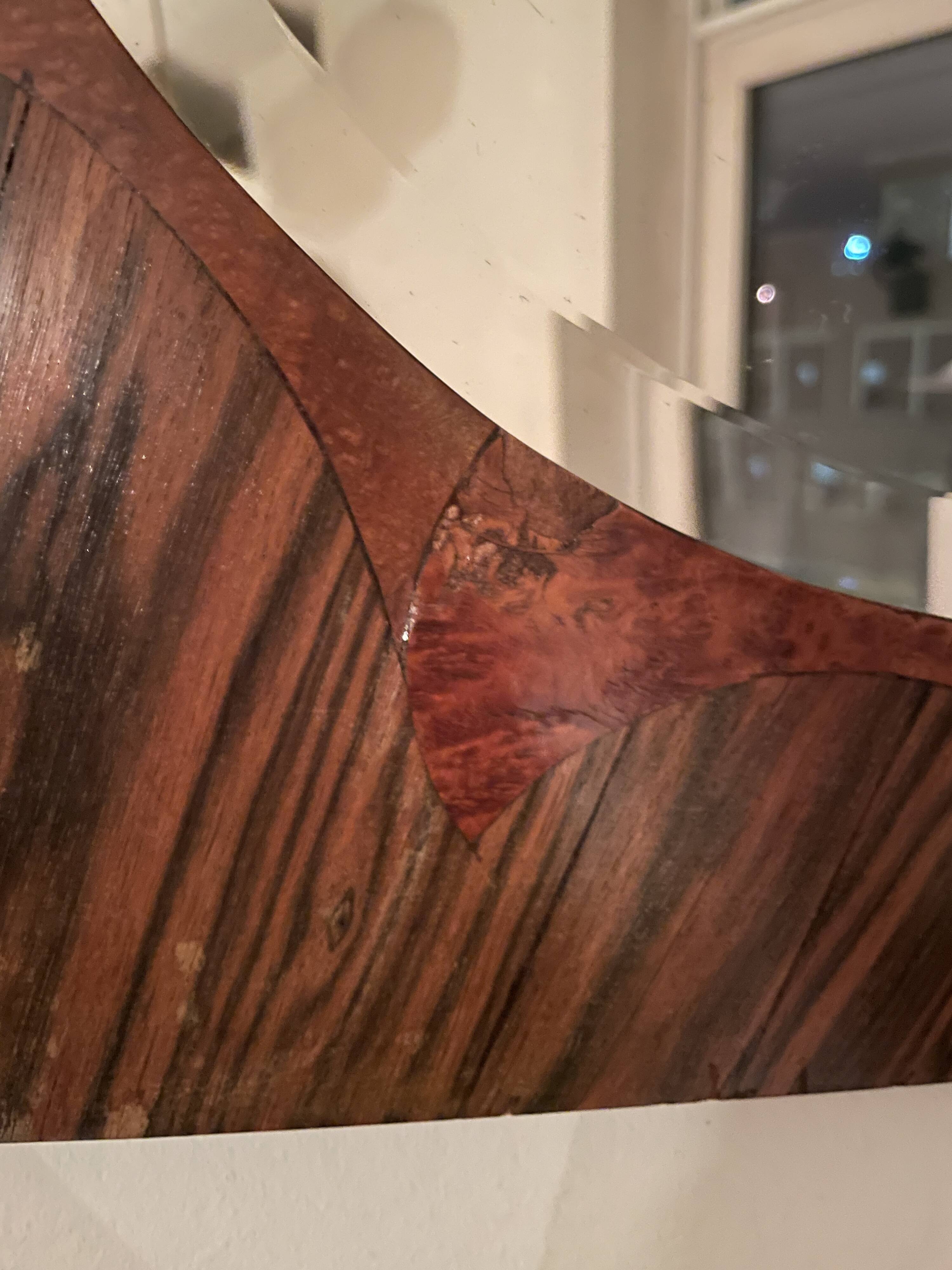 Art Deco, oval mirror from palisander wood