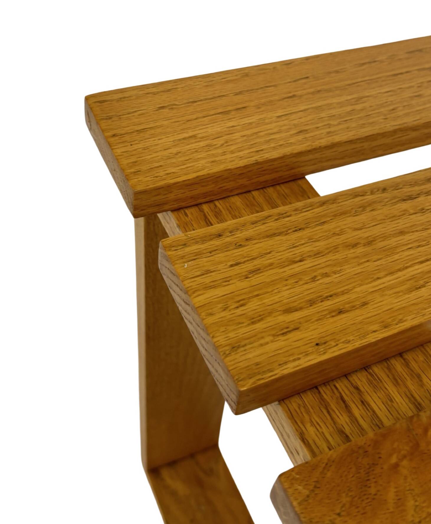 Vintage 1970s coffee table/side table, white oak slats slatted design