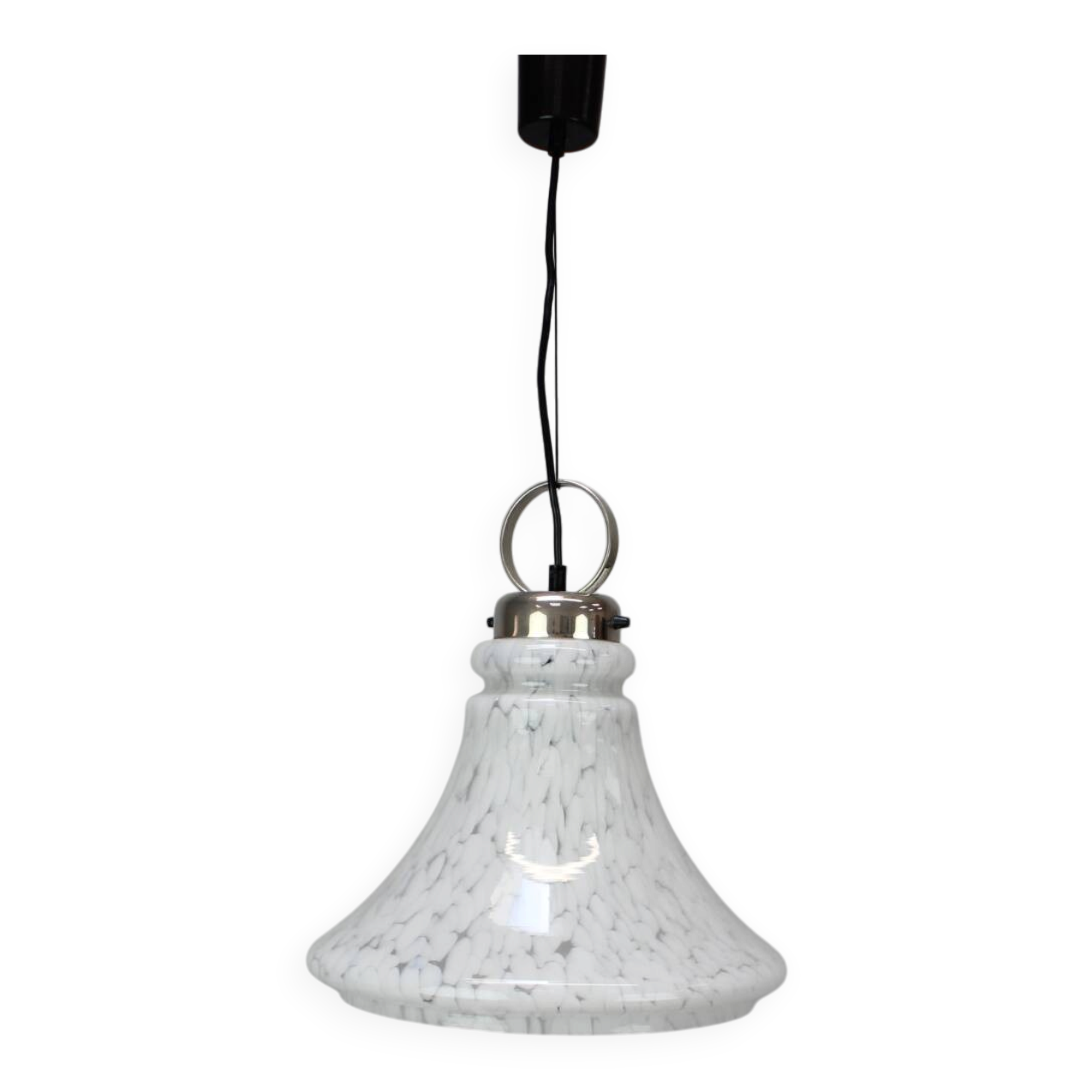 1970s Czechoslovak Adjustable Mid-Century Bell Form Glass Pendant Lamp