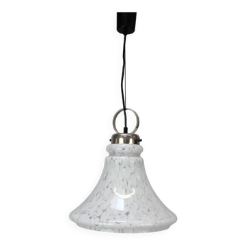 Lampe suspendue en verre en forme de cloche réglable des années 1970 en Tchécoslovaquie.