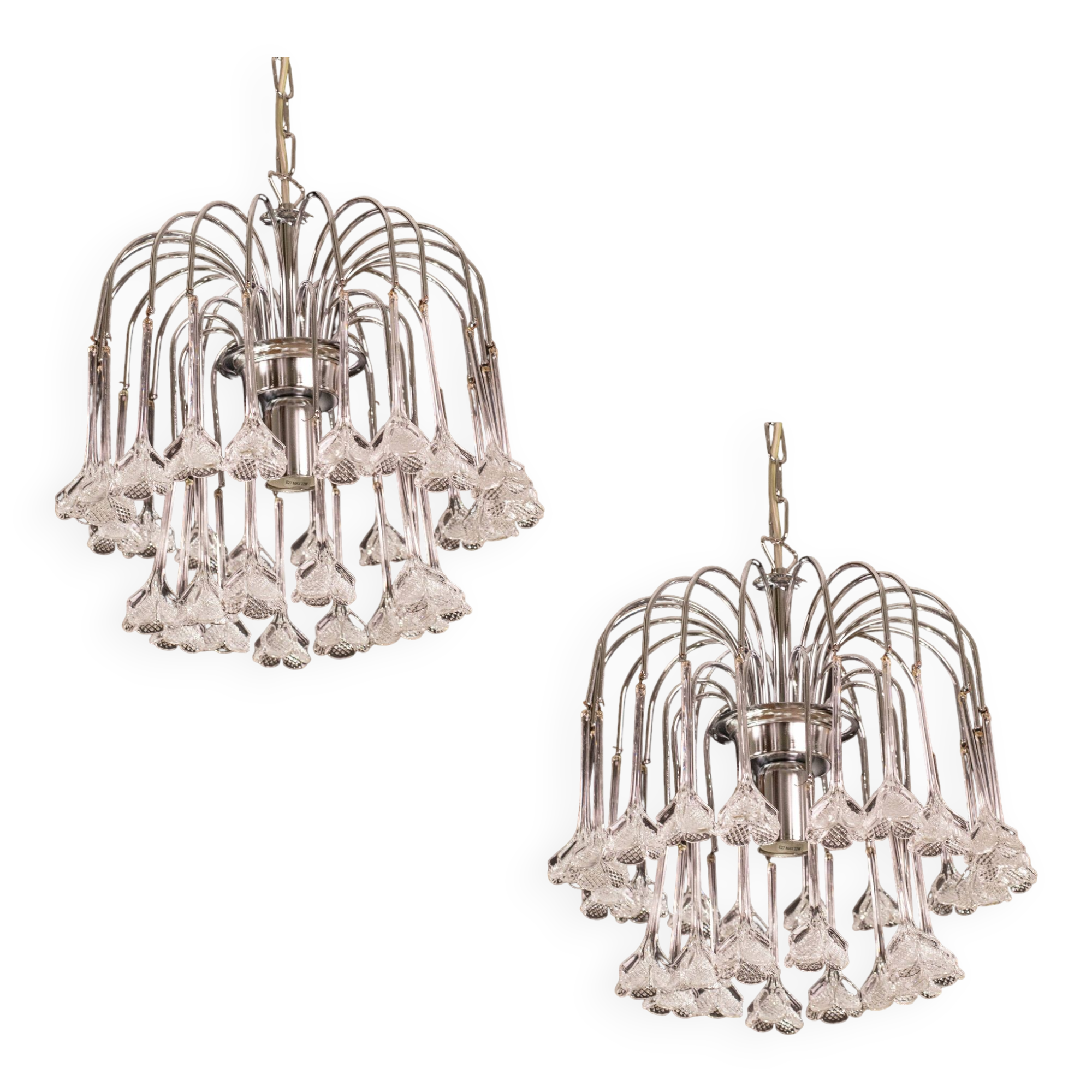 Set of 2 Julia Roberts, Vintage White Murano Chandelier, 1980s