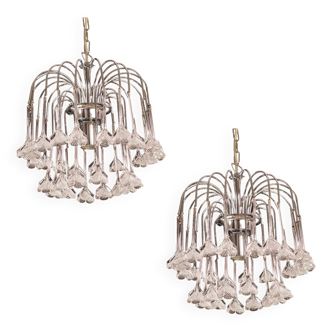 Set of 2 Julia Roberts, Vintage White Murano Chandelier, 1980s