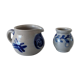 Pot à lait et petit pot en grés d'Alsace gris et bleu