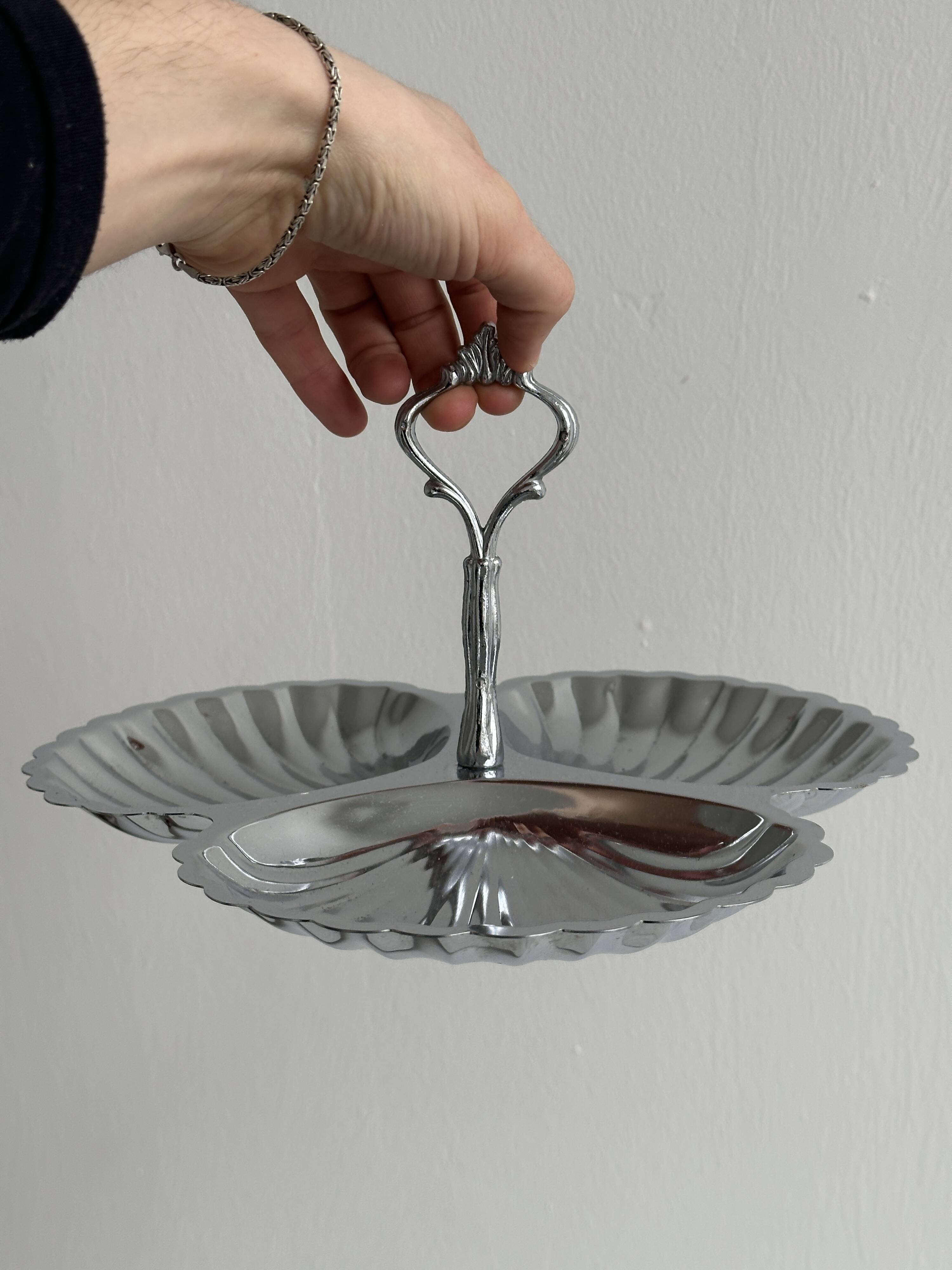 Metal servant with three compartments