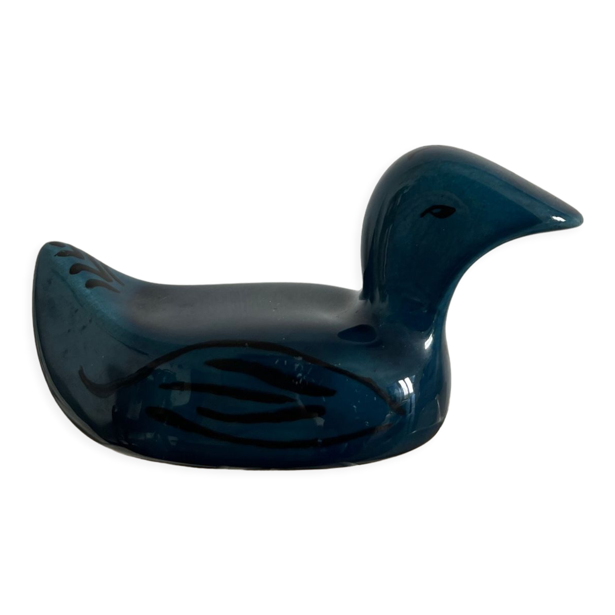 Decorative ceramic duck painted and signed, vintage