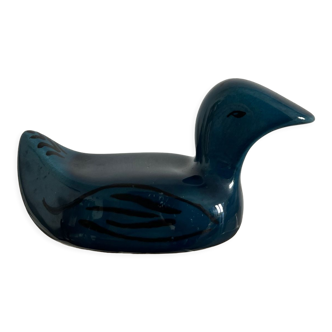 Decorative ceramic duck painted and signed, vintage