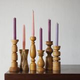 Scandinavian Wooden Candleholders, Set of 6