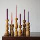 Scandinavian Wooden Candleholders, Set of 6