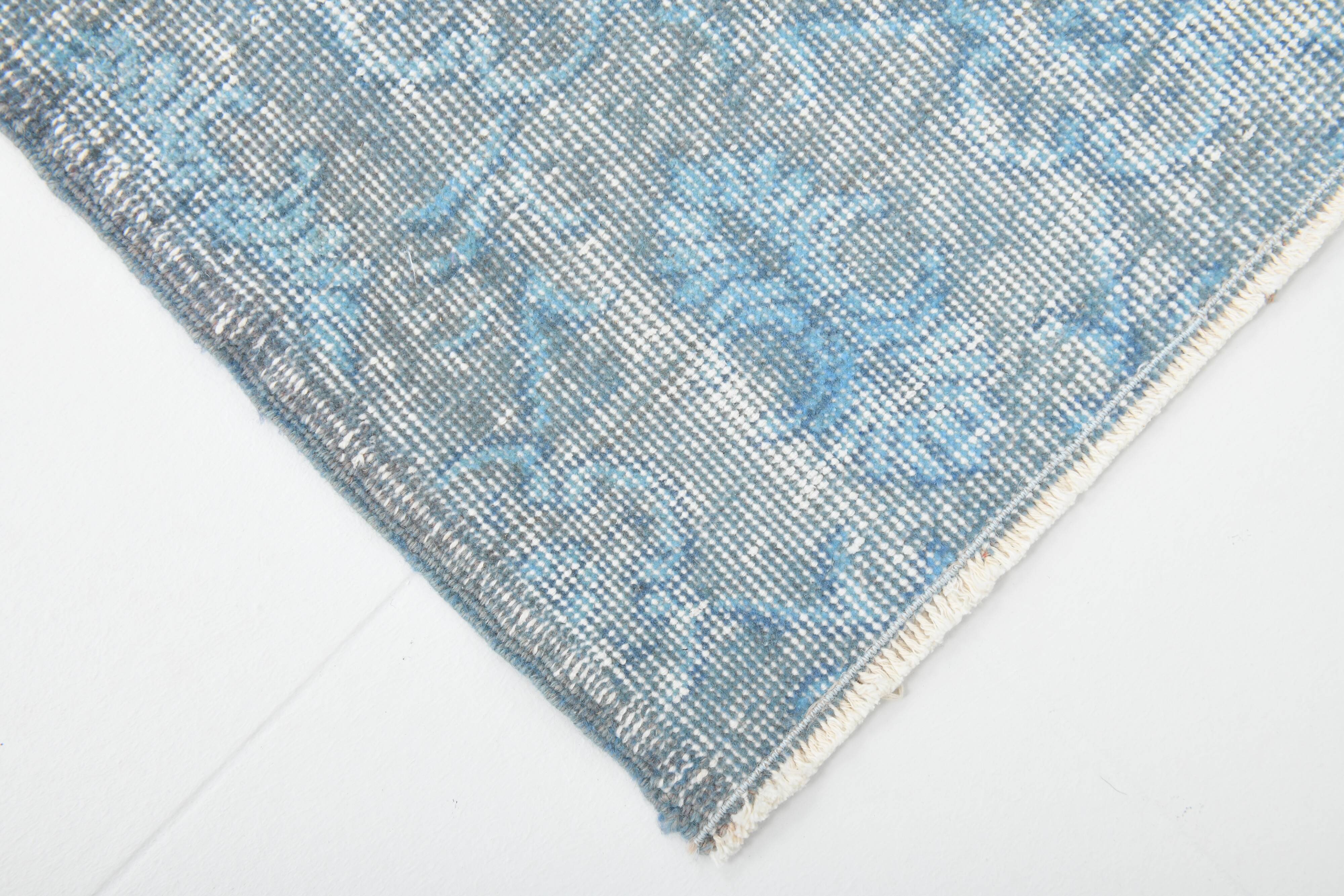 7x11 Turkish Light Blue Camouflage Pattern Vintage Rug, 223x329Cm