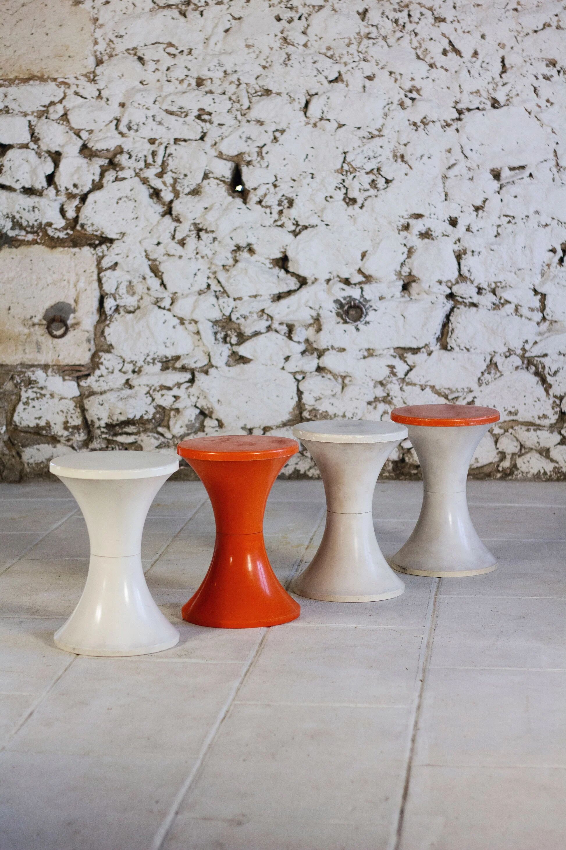 Dark orange Tam Tam stool by Henri Massonnet for Stamp, 1970