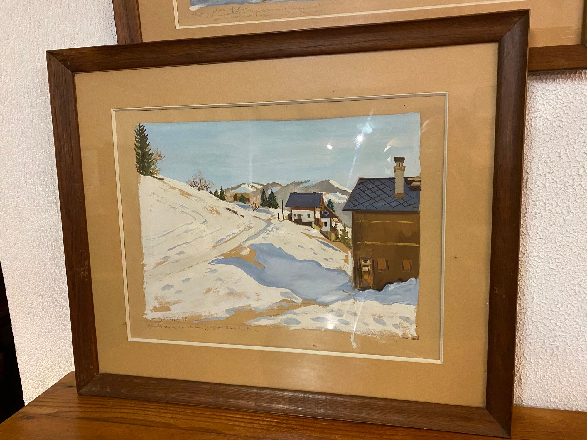 Watercolor by Jean Dorville. View of Megève