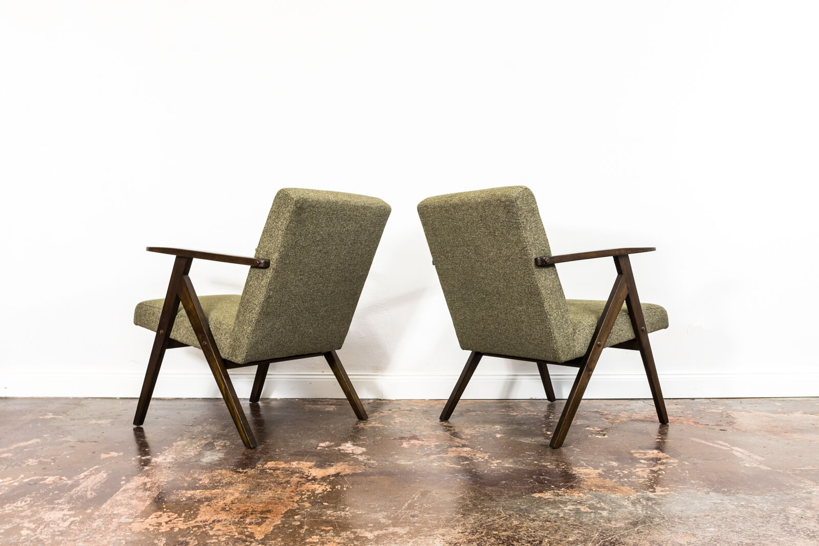 Pair Of Mid Century Oak Armchairs 1960's