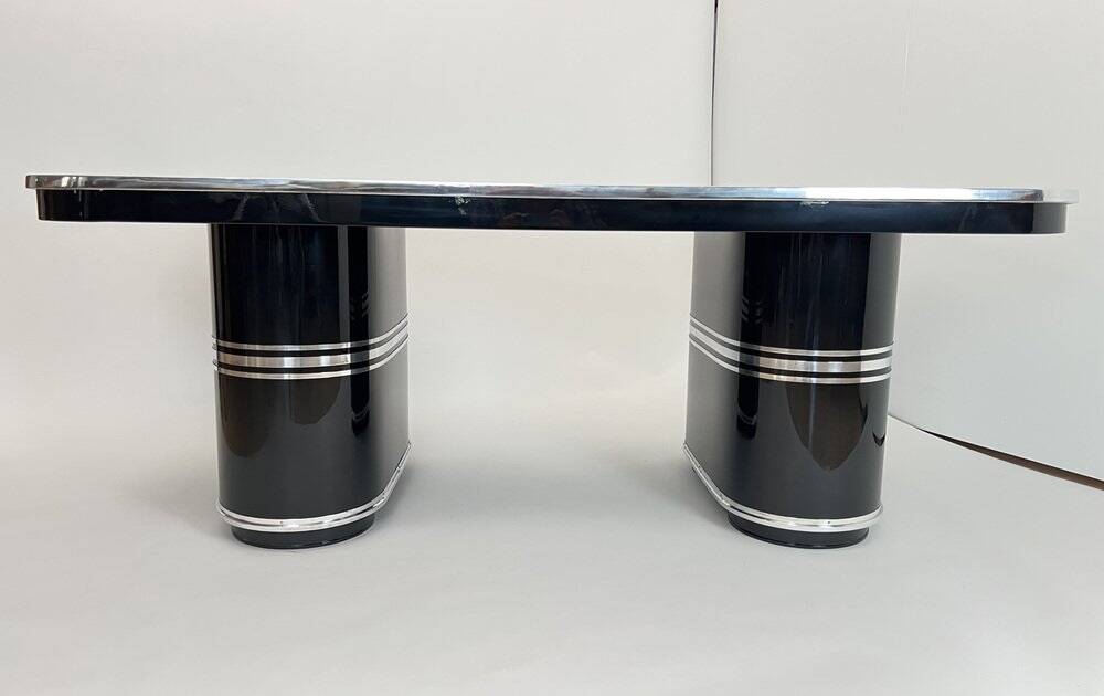 New York Desk in Black Lacquered Metal & Linoleum from Mauser, Germany, 1950