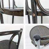 Tabouret de bar Tabouret en bois Bug brun foncé Mid Century Vintage repose-pieds en métal Bar compto