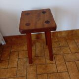 Brutalist style wooden stool