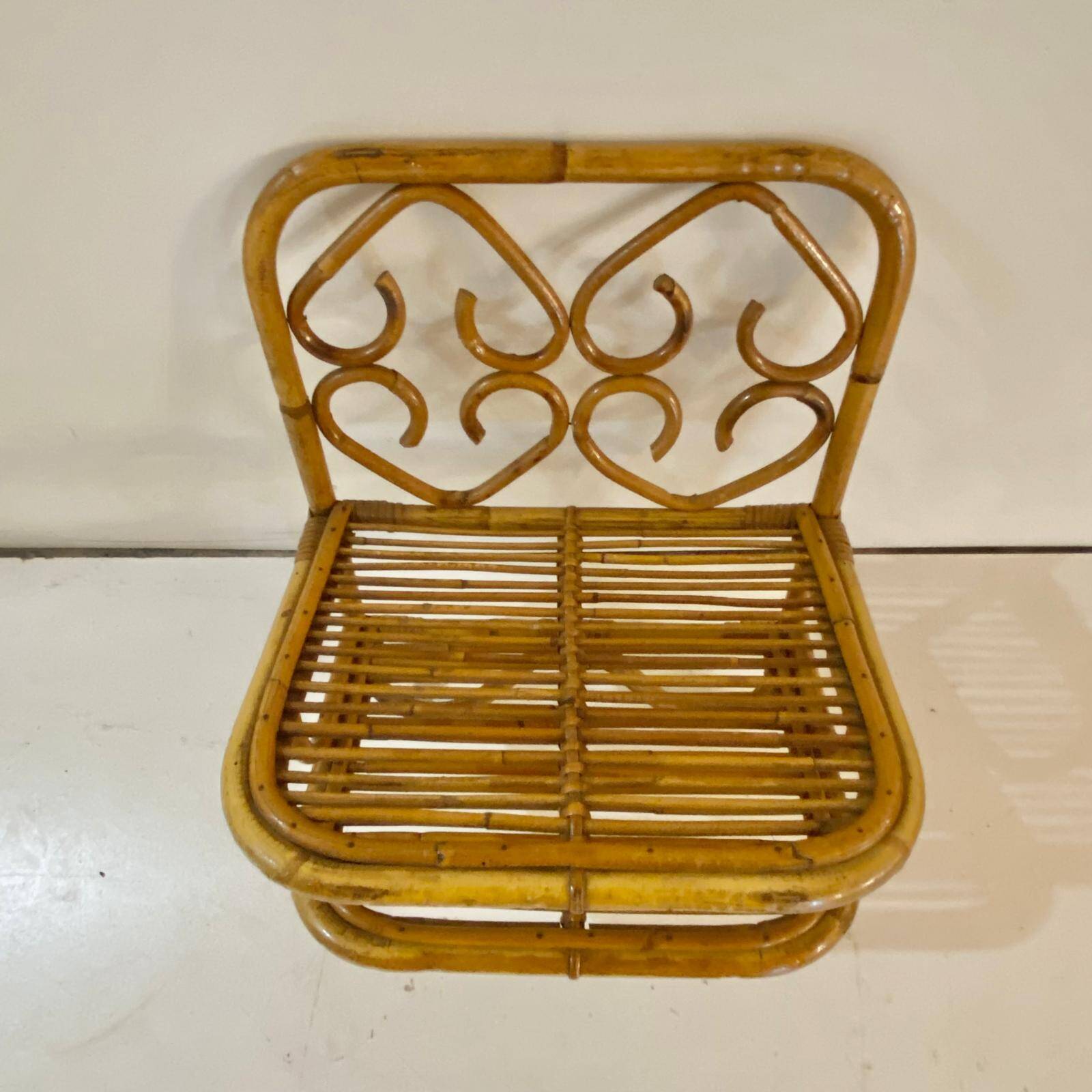Étagère en bambou et rotin de style mid-century italien, années 1960