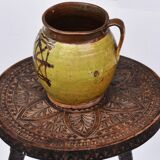 Early 20 th Century Glazed Rustic Terracotta Vase Romanian Traditional Oltenia