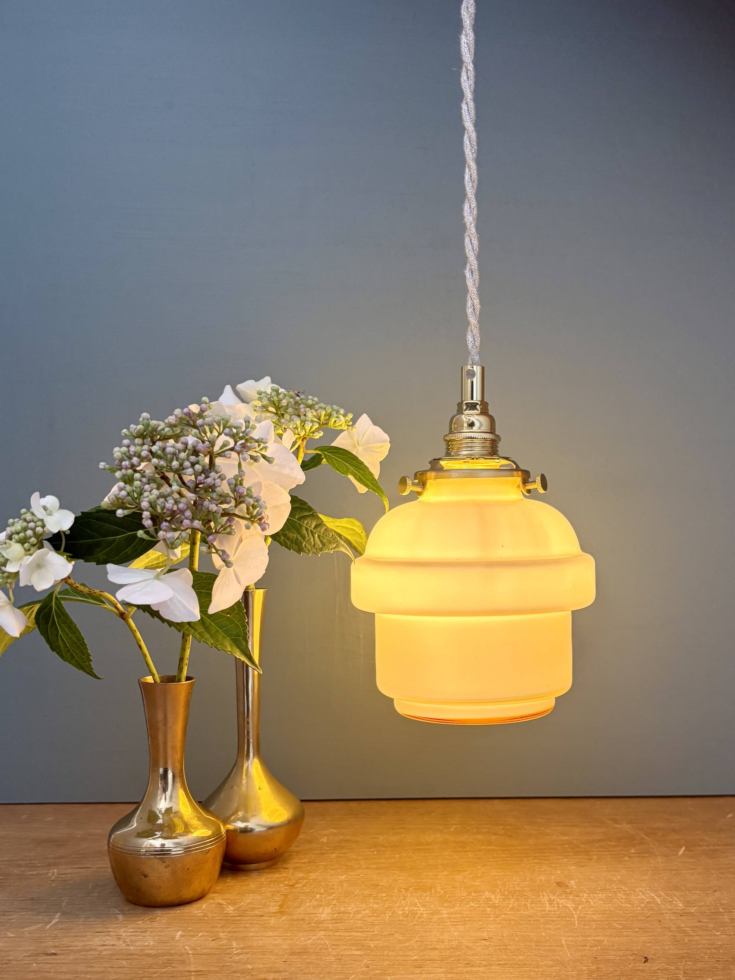 Vintage pink opaline globe pendant light