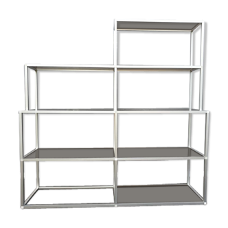Aluminium shelf and smoked glass 9 modules 1970