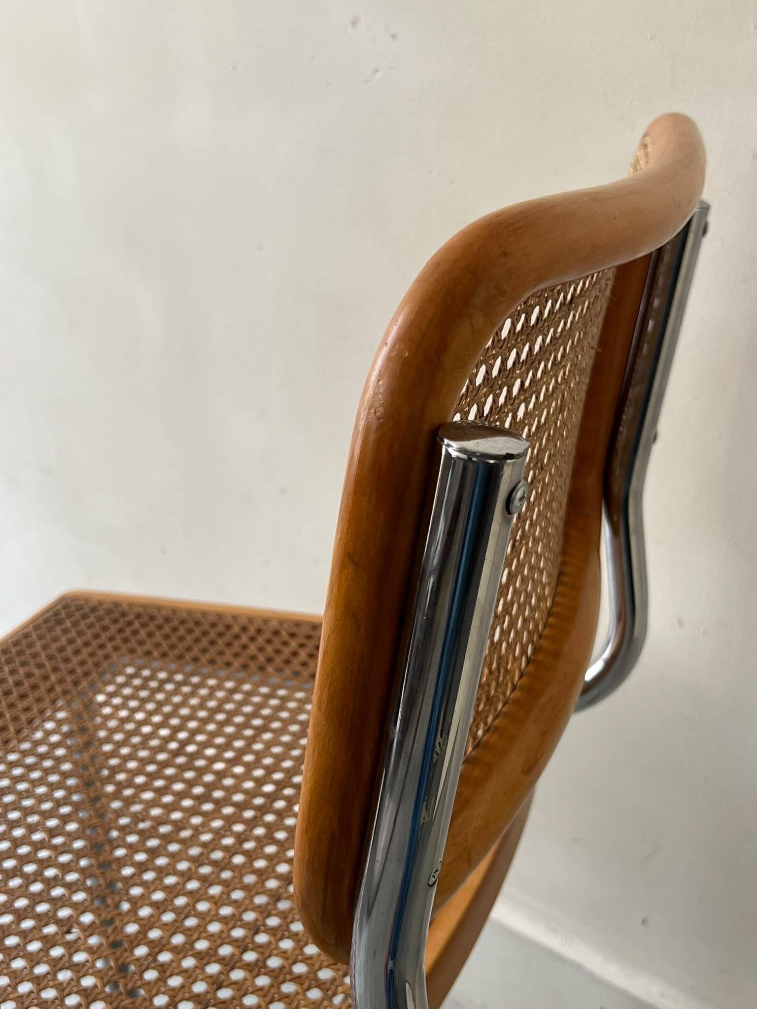 Chaise Cesca par Marcel Breuer en chrome et bois, 1970