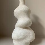 White stoneware vase in an organic shape
