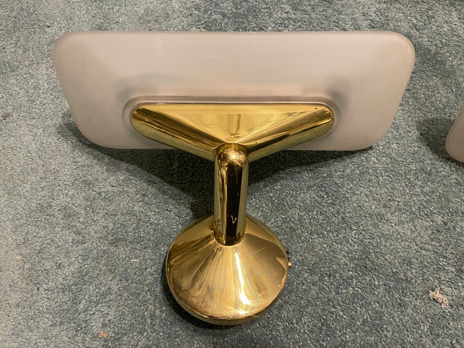 Brass Satinated Glass Sconces, 1980s, Set of 2