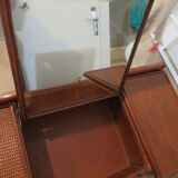 Vintage dressing table/chest - woven rattan - 5 drawers - mirror - 1960s/70s