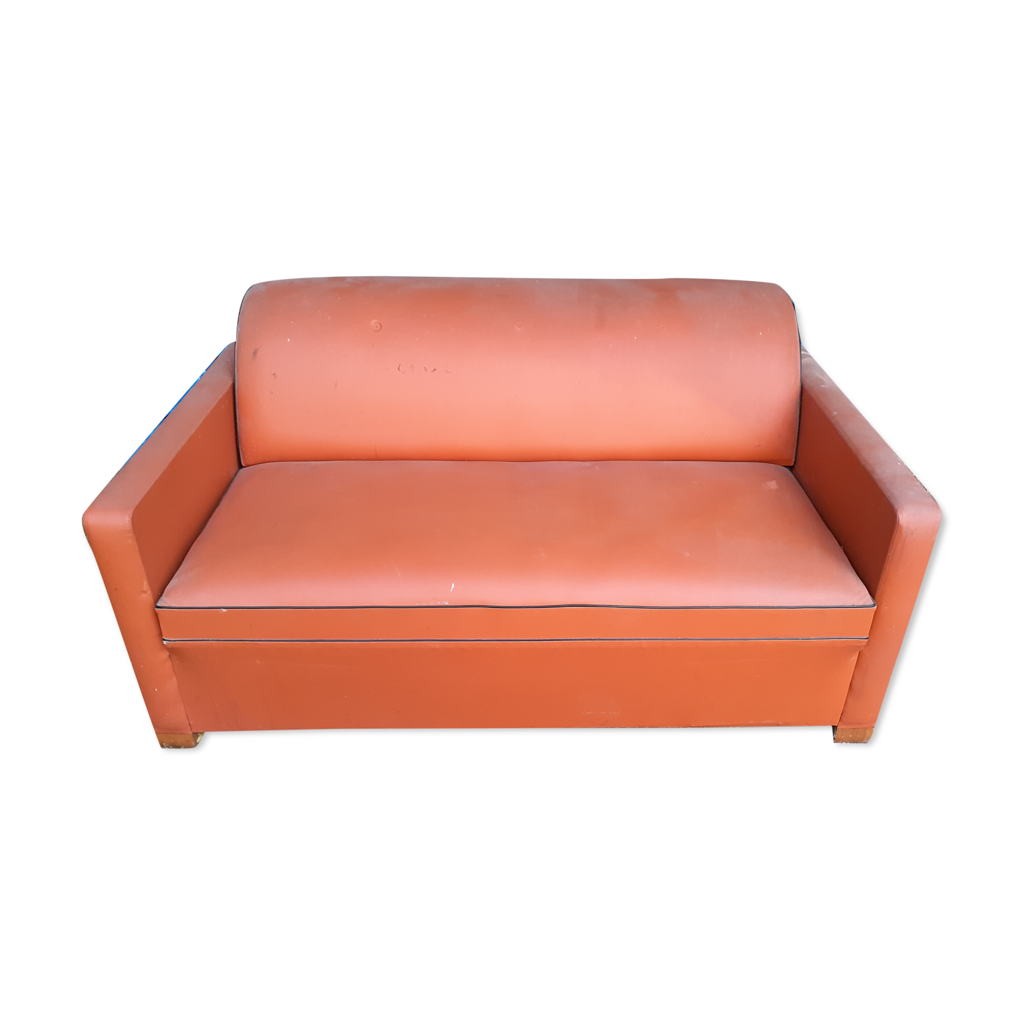 Skai orange convertible sofa 1950s
