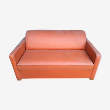 Skai orange convertible sofa 1950s