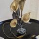 Metal sculpture lamp with golden calla lilies – 1970s