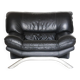 Post modern black leather armchair, Italy 1980 's