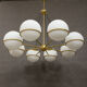 Italian brass chandelier with 8 opaline glass globes