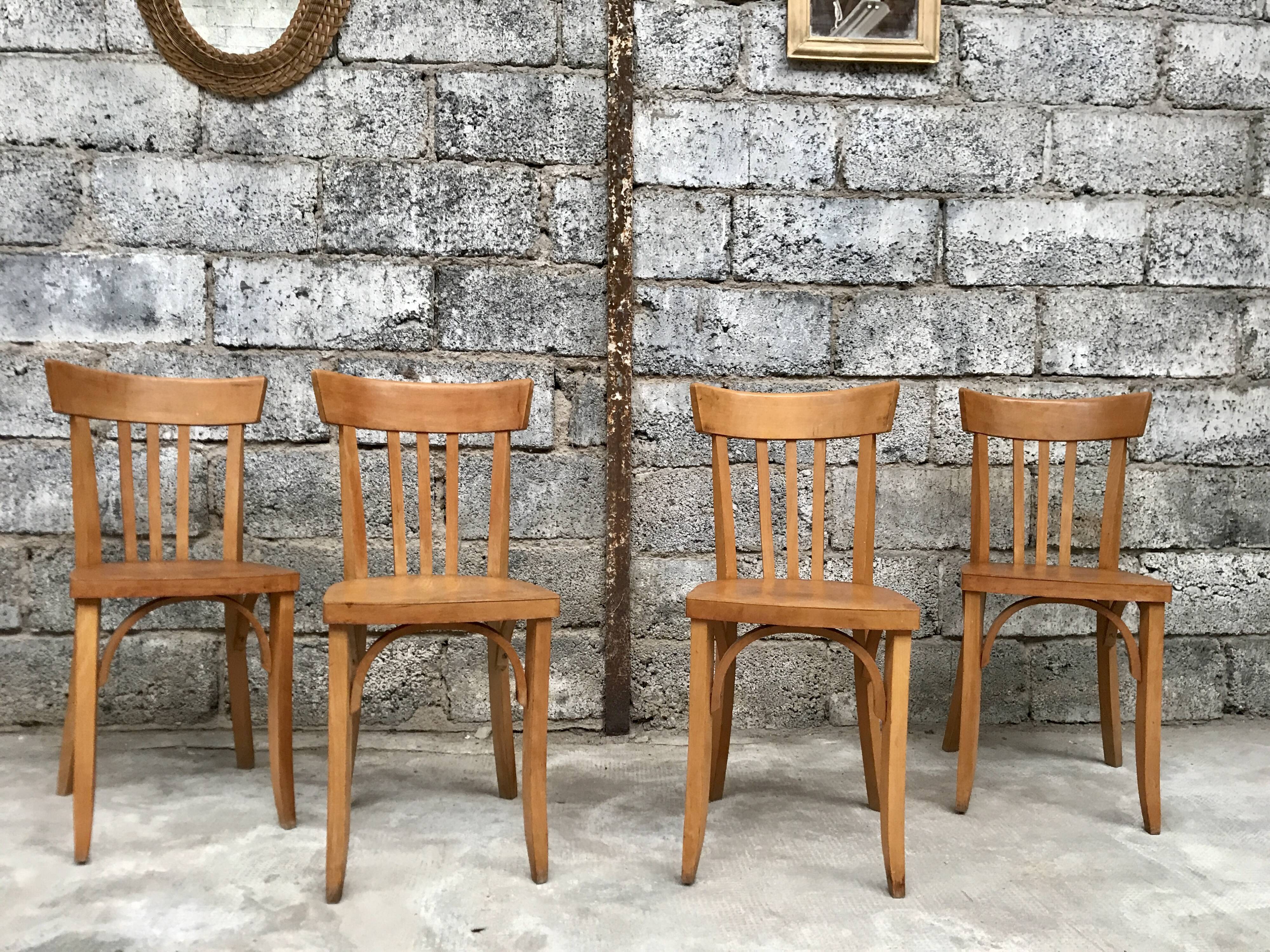 Série 4 chaises en bois  1950