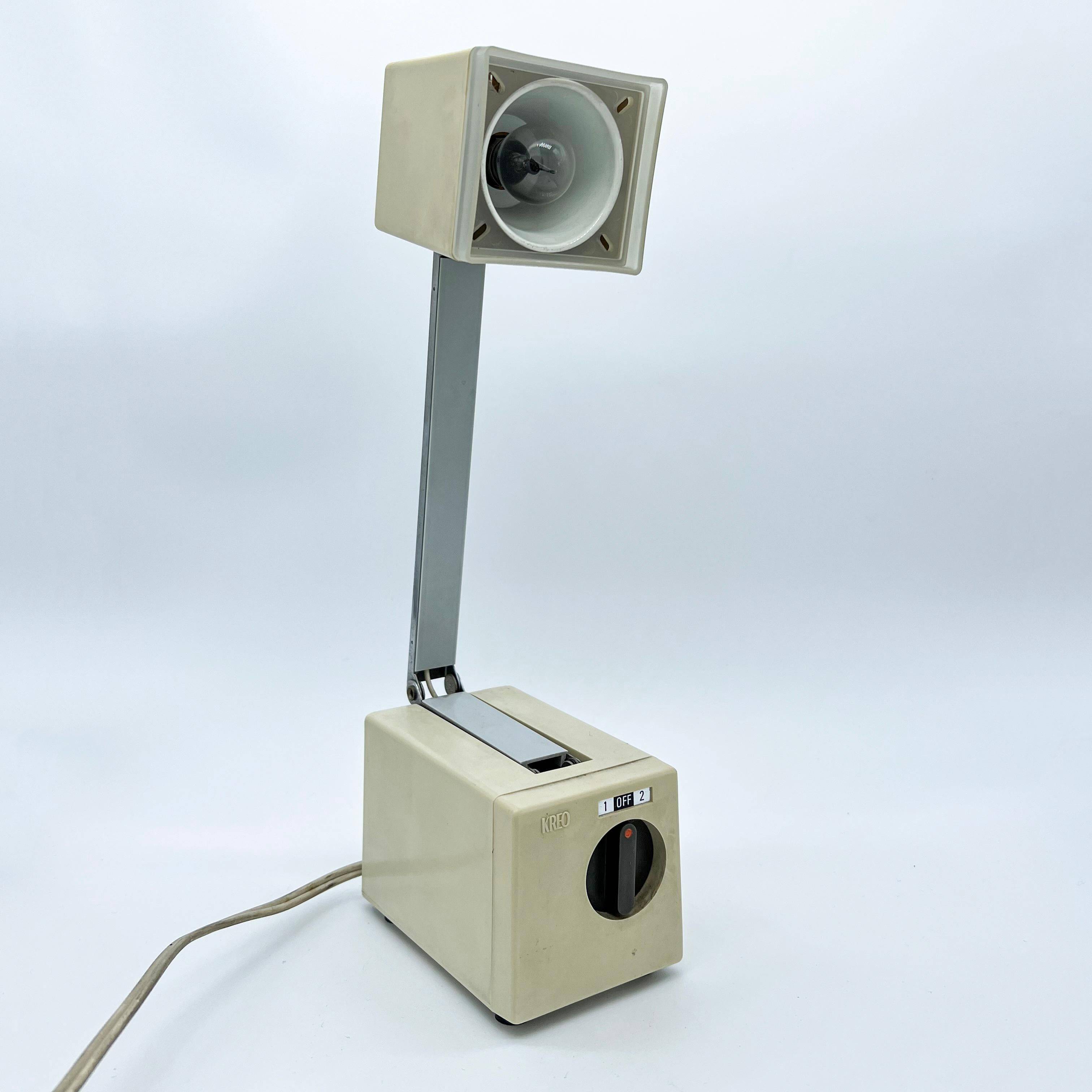 Vintage Telescopic Table Lamp Kreo Lite Model Na 270, in White Plastic and Metal