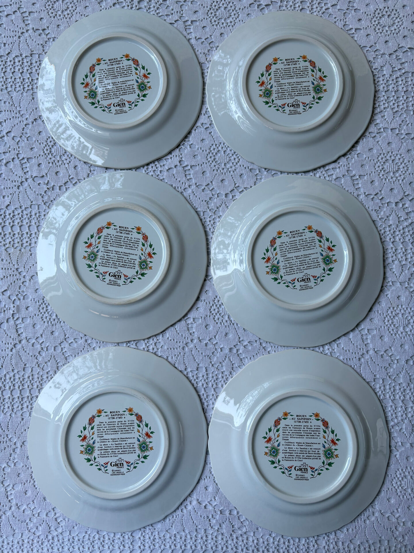 6 plates GIEN Rouen