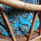 Wicker worker round basket with work, knitting