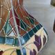 Vintage pendant light with multicoloured stained glass.