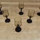 11 vintage black foot smoked twisted water glasses