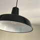 Old pendant lamp black enameled sheet metal industrial garage workshop vintage LAMP-7122