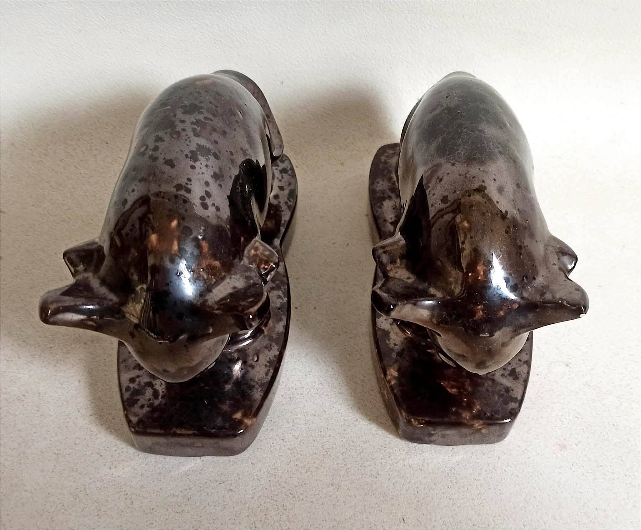 Pair of bookends 1960s Stylised Bull