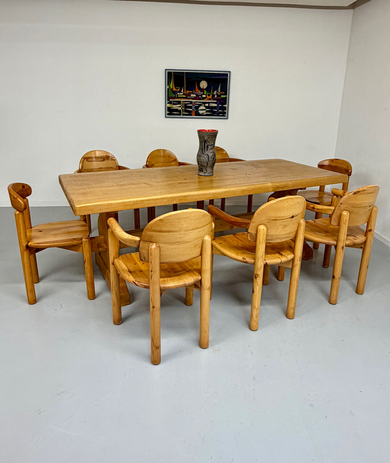 Vintage XXL farmhouse monastery pine table from the 1960s.