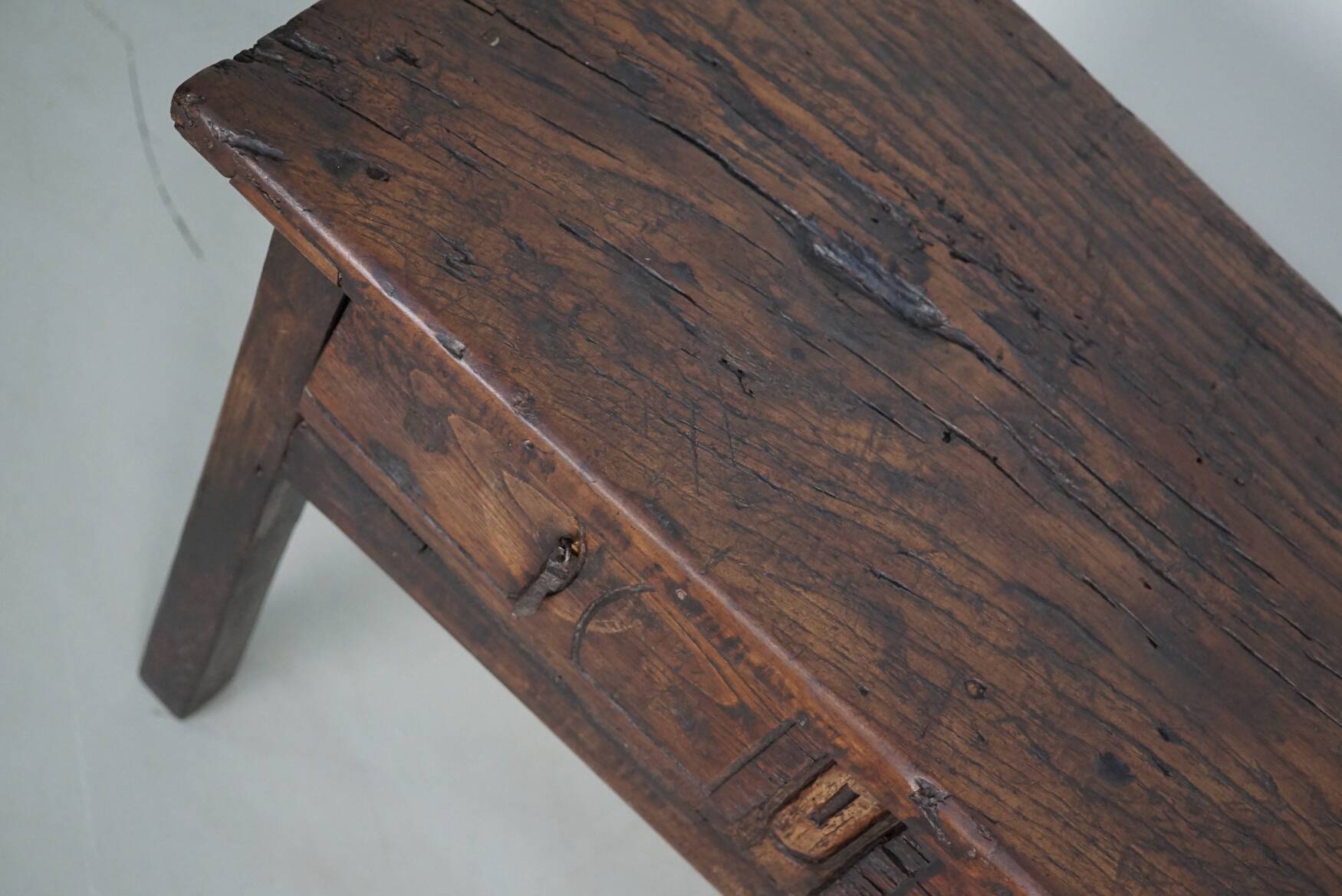 Antique Spanish Rustic Farmhouse Chestnut Side Table / Console, 18th Century