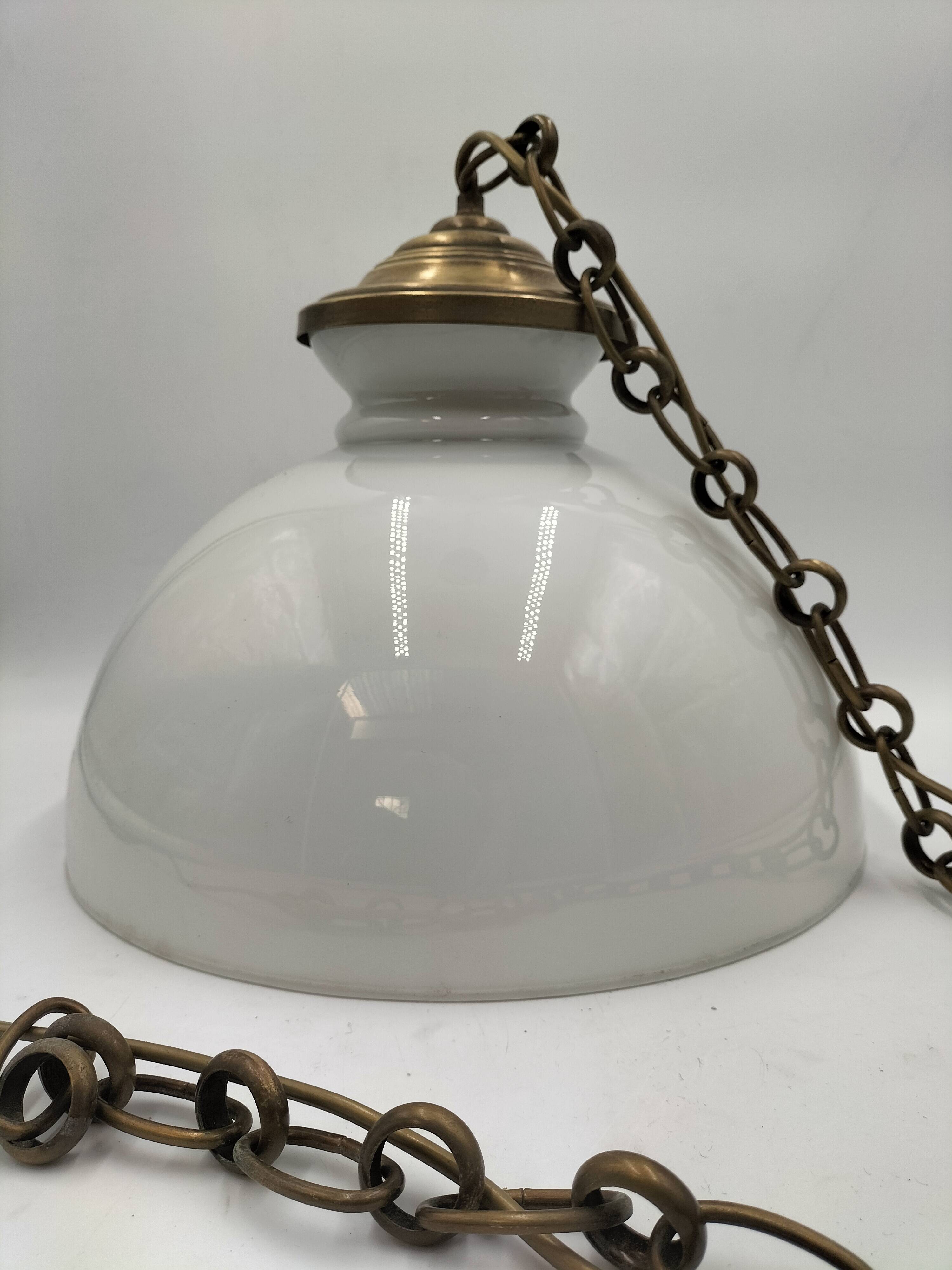 Large opaline pendant light