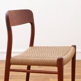 Chaise - Niels Otto Møller - modèle 75 - Corde danoise refaite - Restaurée