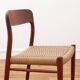 Chaise - Niels Otto Møller - modèle 75 - Corde danoise refaite - Restaurée